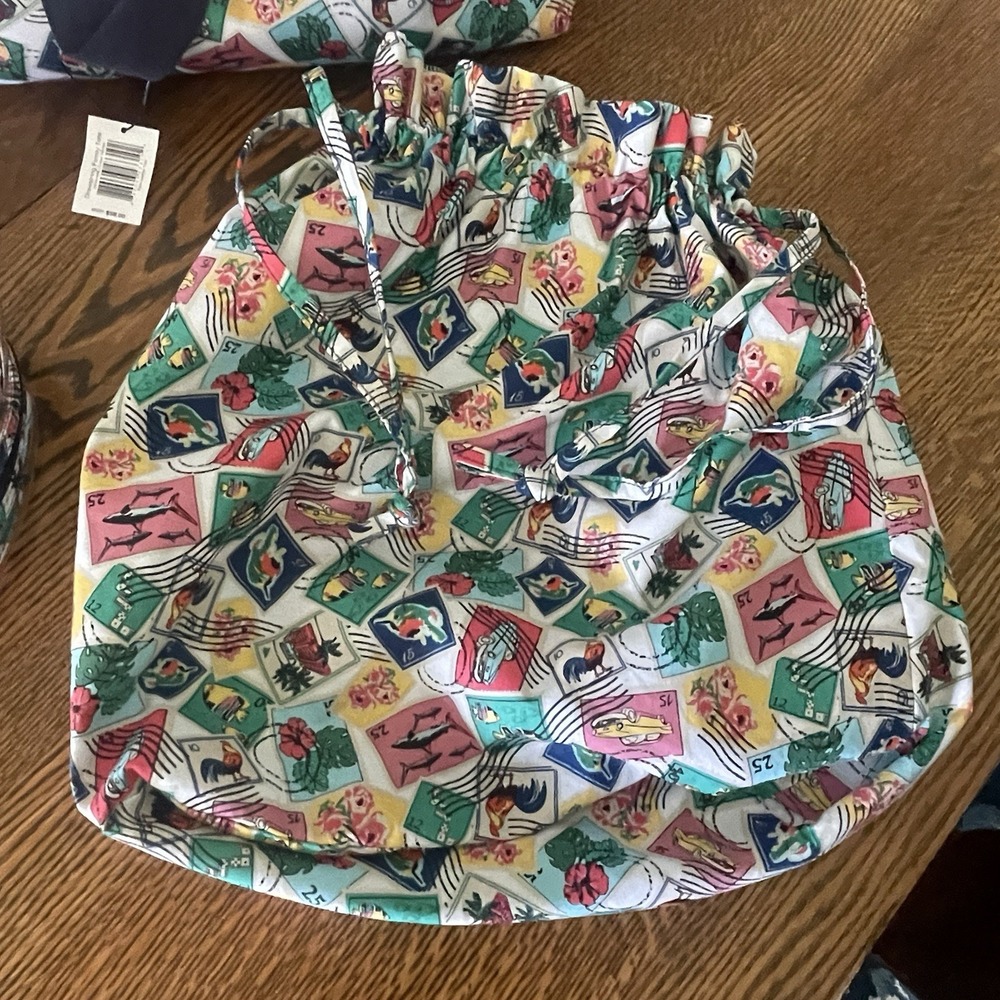Vera Bradley Cuban Stamps Drawstring Family Tote and Mini Ditty Travel Set NWT - Picture 4 of 15